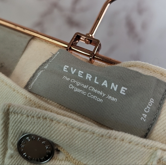 Everlane Jean The Cheeky Straight High Rise Ecru Sandstone Ankle Crop Zip Denim - Picture 4 of 13